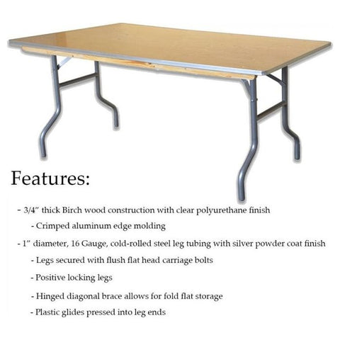 Party Tents Direct Folding Chairs & Stools 48" 2 Pack Rectangle Wood Folding Banquet Table by Party Tents 754972356855 2169 48" 2 Pack Rectangle Wood Folding Banquet Table Party Tents SKU#2169