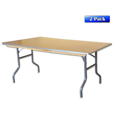 Party Tents Direct Folding Chairs & Stools 72" 2 Pack Rectangle Wood Folding Banquet Table by Party Tents 754972356862 3409 72" 2 Pack Rectangle Wood Folding Banquet Table Party Tents SKU#3409
