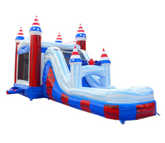 Mega Stars and Stripes Inflatable Water Slide Bounce House Combo with Blower