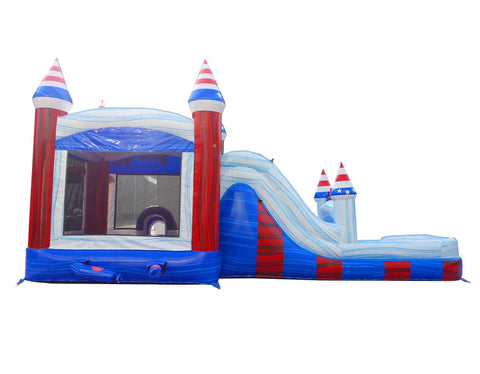 Mega Stars and Stripes Inflatable Water Slide Bounce House Combo with Blower
