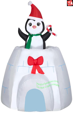 5' Gemmy Airblown Animated Christmas Penguin Pop Up Igloo
