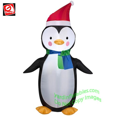 3 1/2'  Gemmy Airblown Inflatable Christmas Penguin Wearing Santa Hat