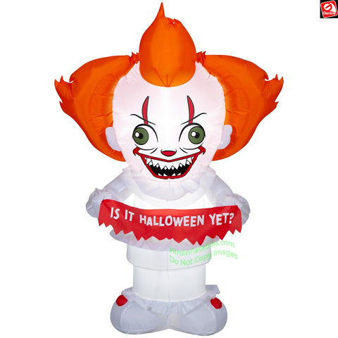 5' Gemmy Airblown Inflatable Halloween Pennywise IT the Clown w/ Banner