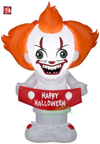 4' Gemmy Airblown Inflatable Halloween Stylized Pennywise Clown