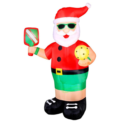 6' Air Blown Inflatable Christmas Santa Claus Playing PickleBall