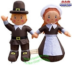 4 1/2' Air Blown Inflatable Thanksgiving Pilgrim Boy & Girl COMBO