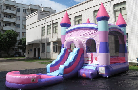 Rental Lite Deluxe Pink Inflatable Bounce House with Slide Combo with Blower and Pool