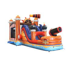 Mega Pirate Ship Inflatable Water Slide Bounce House Combo with Blower