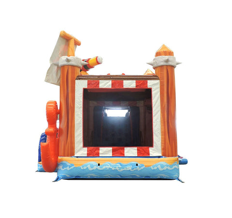 Mega Pirate Ship Inflatable Water Slide Bounce House Combo with Blower