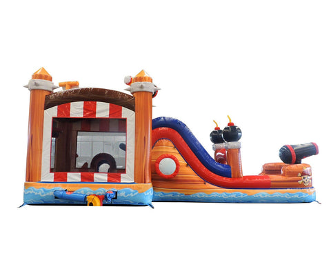 Mega Pirate Ship Inflatable Water Slide Bounce House Combo with Blower