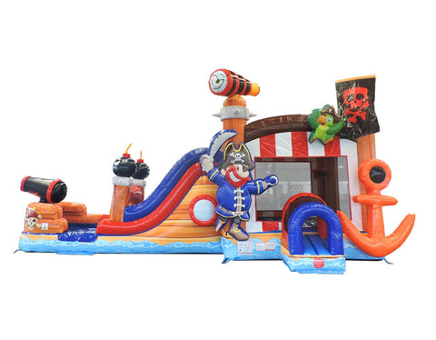 Mega Pirate Ship Inflatable Water Slide Bounce House Combo with Blower