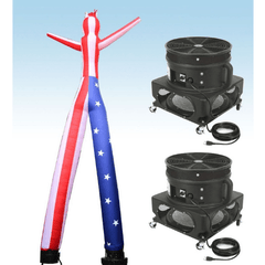 POGO air dancer 18' Fly Guy Inflatable Tube Man with Blower - US Flag 2 Leg by POGO 18' Fly Guy Inflatable Tube Man Blower US Flag 2 Leg SKU#4303 #4258