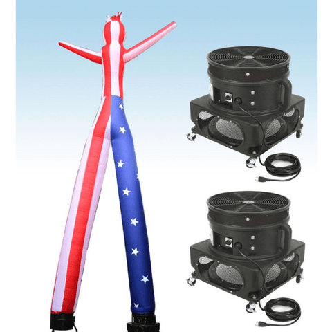 POGO air dancer 18' Fly Guy Inflatable Tube Man with Blower - US Flag 2 Leg by POGO 18' Fly Guy Inflatable Tube Man Blower US Flag 2 Leg SKU#4303 #4258