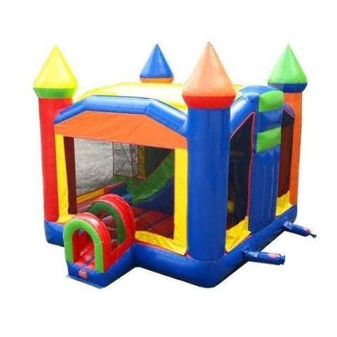 POGO Commercial Bouncers 5-Part Multi Play Rainbow Inflatable Bounce House with Slide Combo and Blower by POGO 754972361026 2477 5-Part Multi Play Rainbow Inflatable Bounce House Slide Combo & Blower