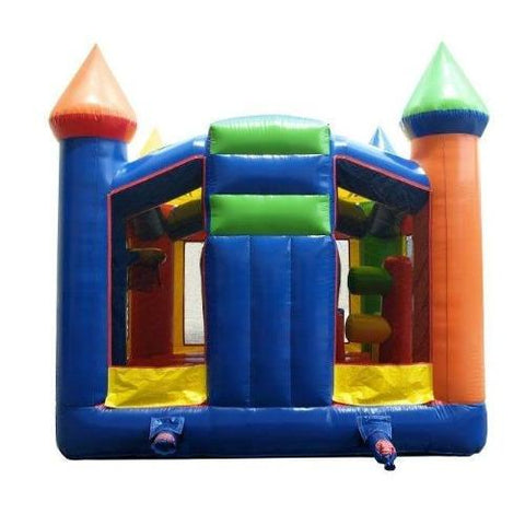 POGO Commercial Bouncers 5-Part Multi Play Rainbow Inflatable Bounce House with Slide Combo and Blower by POGO 754972361026 2477 5-Part Multi Play Rainbow Inflatable Bounce House Slide Combo & Blower