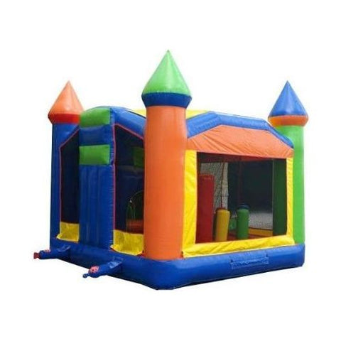 POGO Commercial Bouncers 5-Part Multi Play Rainbow Inflatable Bounce House with Slide Combo and Blower by POGO 754972361026 2477 5-Part Multi Play Rainbow Inflatable Bounce House Slide Combo & Blower