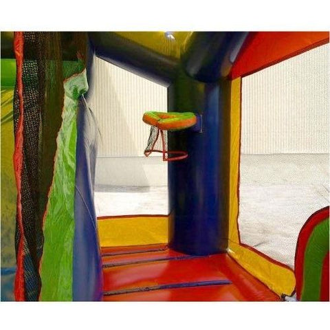 POGO Commercial Bouncers 5-Part Multi Play Rainbow Inflatable Bounce House with Slide Combo and Blower by POGO 754972361026 2477 5-Part Multi Play Rainbow Inflatable Bounce House Slide Combo & Blower