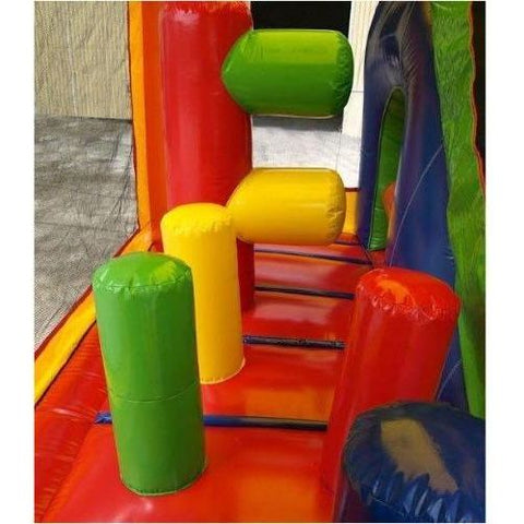 POGO Commercial Bouncers 5-Part Multi Play Rainbow Inflatable Bounce House with Slide Combo and Blower by POGO 754972361026 2477 5-Part Multi Play Rainbow Inflatable Bounce House Slide Combo & Blower