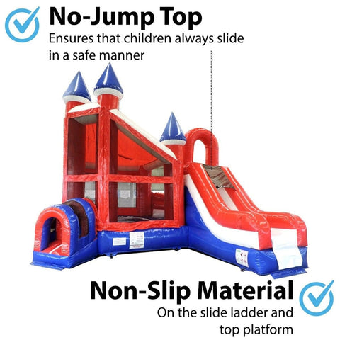 POGO Commercial Bouncers Patriotic Deluxe Castle Bounce House and Slide Combo with Blower by POGO 754972361033 2437 Patriotic Deluxe Castle Bounce House and Slide Combo with Blower 2437
