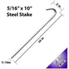 Image of POGO Inflatable Bouncer Accessories 5/16" x 10" Steel Hook Tarp Stakes (10) Pack by POGO 754972305228 1903 5/16" x 10" Steel Hook Tarp Stakes (10) Pack by POGO SKU# 1903