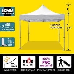 POGO Inflatable Bouncers 10' x 10' 50mm White  Speedy Pop-up Party Tent by Tent and Table 754972336703 ST-1150WT