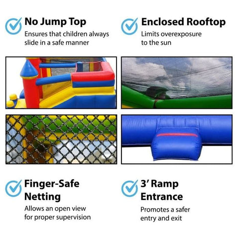 POGO Inflatable Bouncers 11.5'H Crossover Rainbow Inflatable Bounce House Side Slide Combo with Blower, Backyard Party Package by POGO 754972316996 5520 11.5'H Crossover Rainbow Bounce House Side Slide Combo Blower