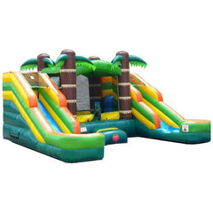 11'H Crossover Tropical Double Water Slide Bounce House with Blower by POGO