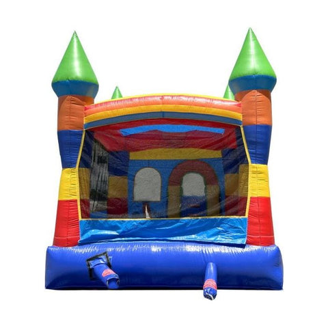 POGO Inflatable Bouncers 12'H Crossover Rainbow Castle Smiley Face Bounce House Slide Combo with Blower by POGO 14.5H Crossover Rainbow Castle Smiley Bounce Slide Combo Wet Pool POGO