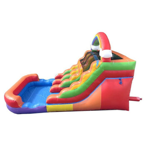 POGO Inflatable Bouncers 12'H Crossover Rainbow Double Lane Inflatable Water Slide with Blower by POGO 12'H Crossover Rainbow Castle Smiley Face Slide Combo with Blower POGO