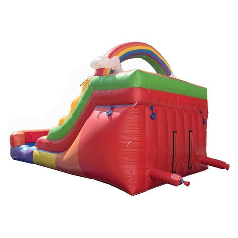 POGO Inflatable Bouncers 12'H Crossover Rainbow Double Lane Inflatable Water Slide with Blower by POGO 12'H Crossover Rainbow Castle Smiley Face Slide Combo with Blower POGO