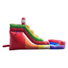 Image of POGO Inflatable Bouncers 12'H Crossover Rainbow Double Lane Inflatable Water Slide with Blower by POGO 12'H Crossover Rainbow Castle Smiley Face Slide Combo with Blower POGO