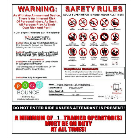 POGO Inflatable Bouncers 12'H Crossover Tropical Inflatable Water Slide with Blower, Backyard Party Package by POGO 754972325134 5514 12'H Crossover Tropical Water Slide with Blower Backyard Party Package