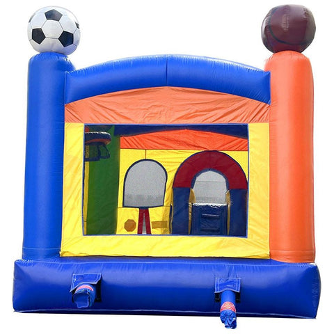 POGO Inflatable Bouncers 12ft x 18ft x 12ft Crossover Deluxe Sports Inflatable Water Slide Bounce House Combo with Blower by POGO 6240 12'H Crossover Deluxe Sports Inflatable Water Slide Bounce House Combo Blower