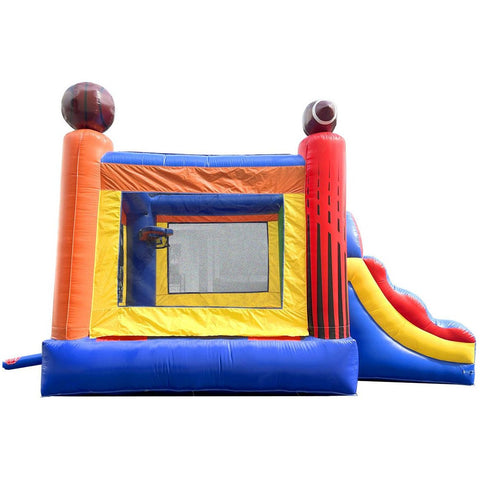 POGO Inflatable Bouncers 12ft x 18ft x 12ft Crossover Deluxe Sports Inflatable Water Slide Bounce House Combo with Blower by POGO 6240 12'H Crossover Deluxe Sports Inflatable Water Slide Bounce House Combo Blower