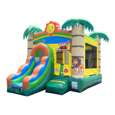 POGO Inflatable Bouncers 12ft x 18ft x 12ft Crossover Tropical Jungle Smiley Face Combo by POGO