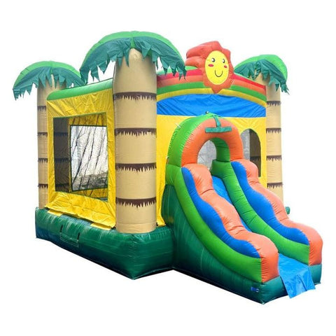 POGO Inflatable Bouncers 12ft x 18ft x 12ft Crossover Tropical Jungle Sun Water Slide Bounce House Combo with Blower by POGO