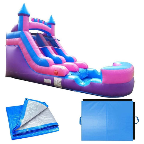 POGO Inflatable Bouncers 13 1/2'H Crossover Pink Inflatable Water Slide with Blower, Backyard Party Package by POGO 754972325141 5513 13 1/2'H Crossover Pink Water Slide with Blower Backyard Party Package