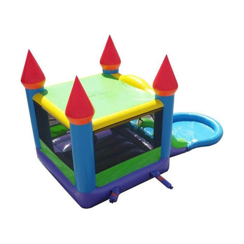 POGO Inflatable Bouncers 13.5'H Crossover Blue Rainbow Dual Lane Bounce House Slide with Pool with Blower, Backyard Party Package by POGO 754972302708 5523 13.5'H Crossover Blue Rainbow Dual Lane Bounce House Slide Pool Blower