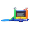 Image of POGO Inflatable Bouncers 13.5'H Crossover Sports Dual Lane Bounce House Slide with Pool with Blower, Backyard Party Package by POGO 13.5'H Crossover Blue Rainbow Dual Lane Bounce House Slide Pool Blower