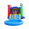 Image of POGO Inflatable Bouncers 13.5'H Crossover Sports Dual Lane Bounce House Slide with Pool with Blower, Backyard Party Package by POGO 13.5'H Crossover Blue Rainbow Dual Lane Bounce House Slide Pool Blower