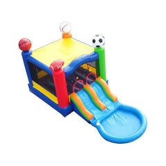 13.5'H Crossover Sports Dual Lane Bounce House Slide with Pool with Blower by POGO