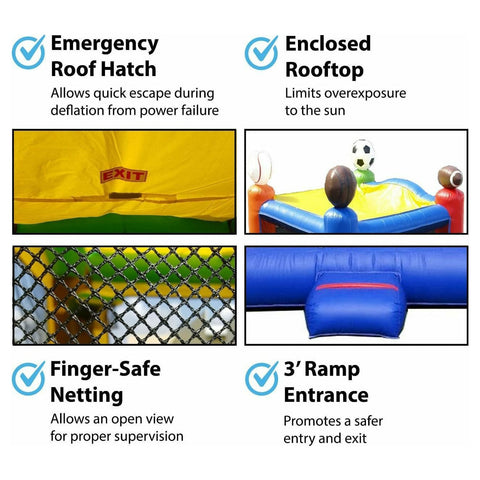 POGO Inflatable Bouncers 13'H Crossover Sports Bounce House with Blower, Backyard Party Package by POGO 781880284109 5505 Crossover Sports Bounce House with Blower, Backyard Party Package POGO SKU# 5505