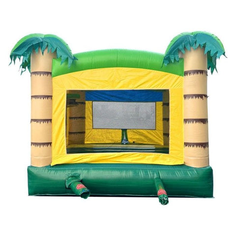 POGO Inflatable Bouncers 13ft x 12ftx 14.5ft Crossover Tropical Jungle Smiley Face Inflatable Bounce House with Blower by POGO 6255 13ft x 12ftx Crossover Tropical Jungle Smiley Face Inflatable POGO