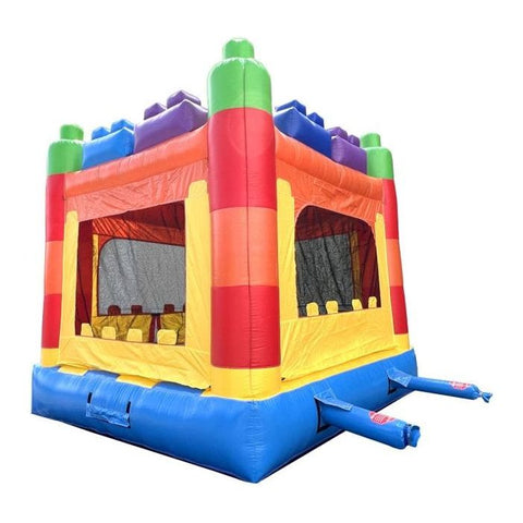 POGO Inflatable Bouncers 14.5'H Crossover Building Block Bounce House with Blower by POGO 840344502842 6239