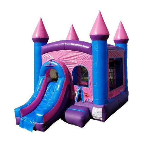 14 1/2'H Crossover Rainbow Bounce House Slide Combo with Blower by POGO