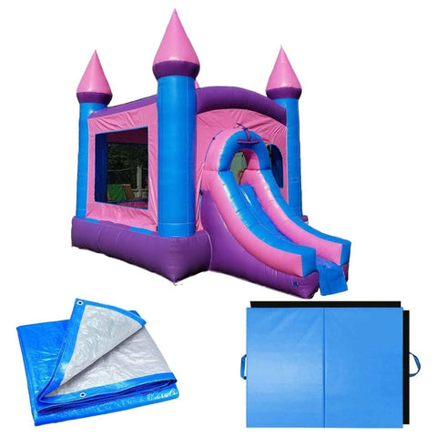 POGO Inflatable Bouncers 14.5'H Crossover Pink Bounce House and Slide Combo with Blower, Backyard Party Package by POGO 754972311601 5526 14.5'H Crossover Pink Bounce House Slide Combo Blower Backyard Party