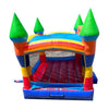 Image of POGO Inflatable Bouncers 14.5'H Crossover Rainbow Smiley Face Castle Inflatable Bounce House with Blower by POGO 14.5H Crossover Pink Smiley Castle Inflatable Bounce House Blower POGO