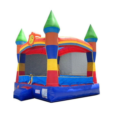 POGO Inflatable Bouncers 14.5'H Crossover Rainbow Smiley Face Castle Inflatable Bounce House with Blower by POGO 14.5H Crossover Pink Smiley Castle Inflatable Bounce House Blower POGO