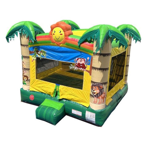 POGO Inflatable Bouncers 14.5'H Crossover Tropical Jungle Smiley Face Inflatable Bounce House with Blower by POGO 14.5H Crossover Pink Smiley Castle Inflatable Bounce House Blower POGO