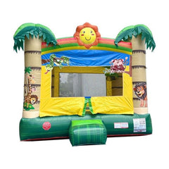POGO Inflatable Bouncers 14.5'H Crossover Tropical Jungle Smiley Face Inflatable Bounce House with Blower by POGO 14.5H Crossover Pink Smiley Castle Inflatable Bounce House Blower POGO